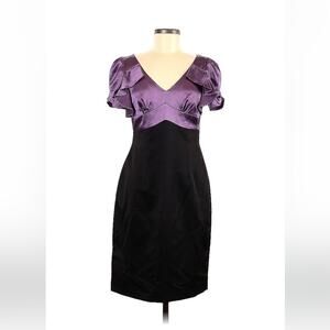 London Times satin ruffle sheath dress, 6